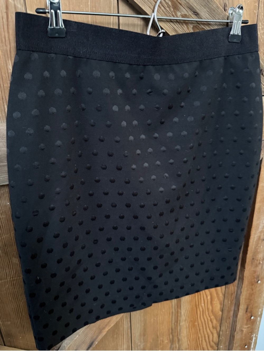 Ann Taylor Black Dot-Textured Pencil Skirt